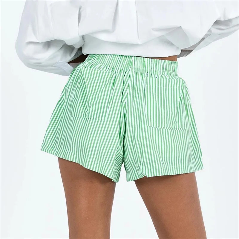 High-Waist Linen-Blend Shorts