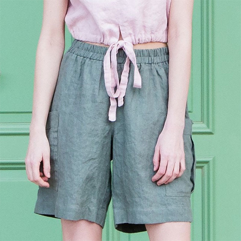 Relaxed-Fit Cargo Linen Shorts