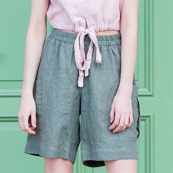 Relaxed-Fit Cargo Linen Shorts