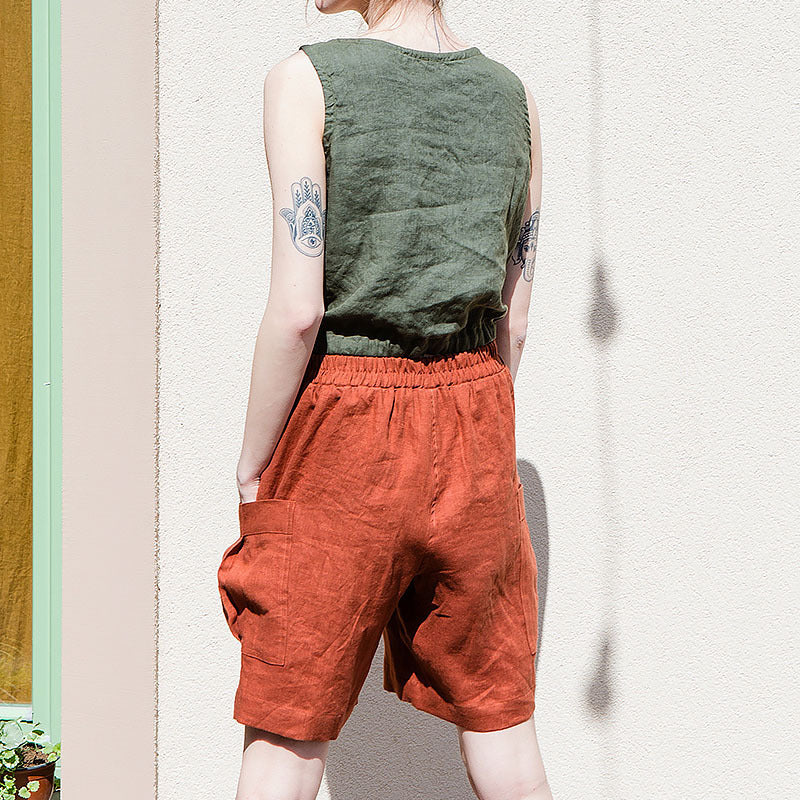 Relaxed-Fit Cargo Linen Shorts
