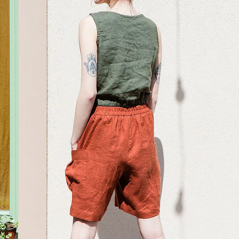 Relaxed-Fit Cargo Linen Shorts
