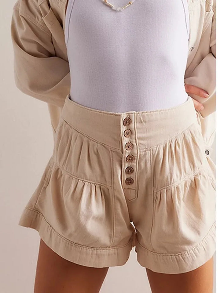 Navy High-Waist Tailored Cotton-Twill Shorts