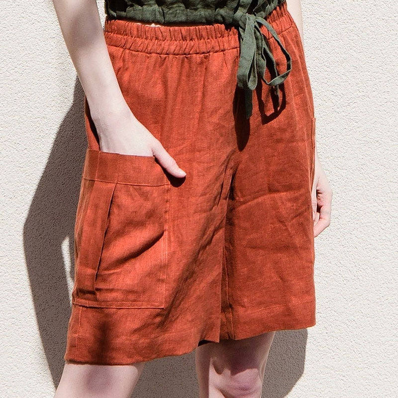 Relaxed-Fit Cargo Linen Shorts