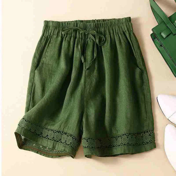 Embroidered Linen Shorts