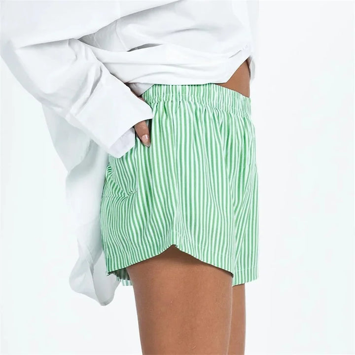 High-Waist Linen-Blend Shorts