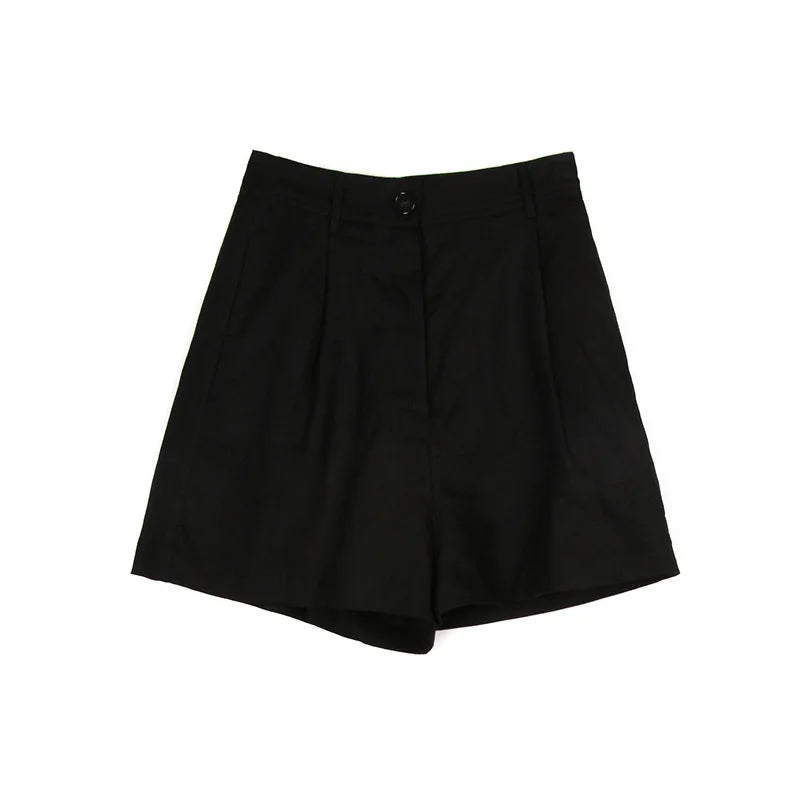 Stone Tailored High-Waist Linen Shorts
