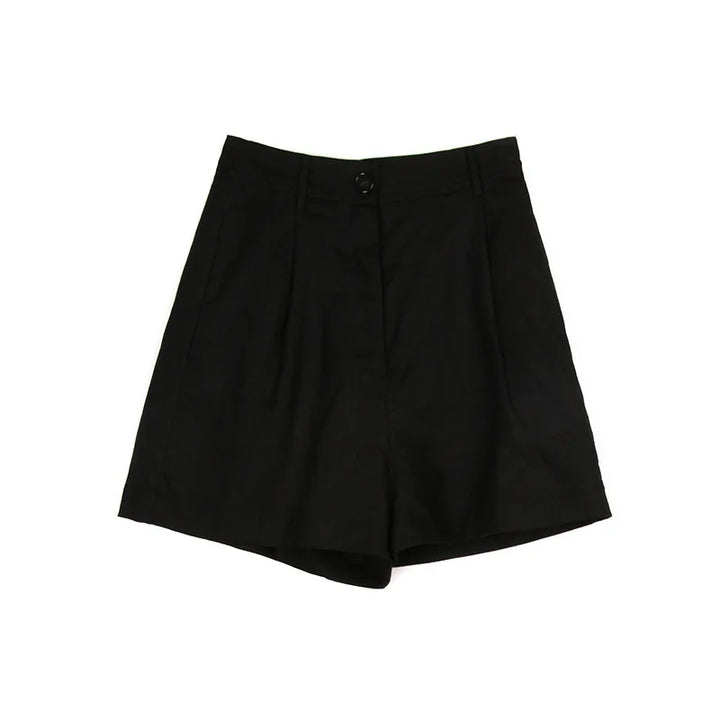 Stone Tailored High-Waist Linen Shorts