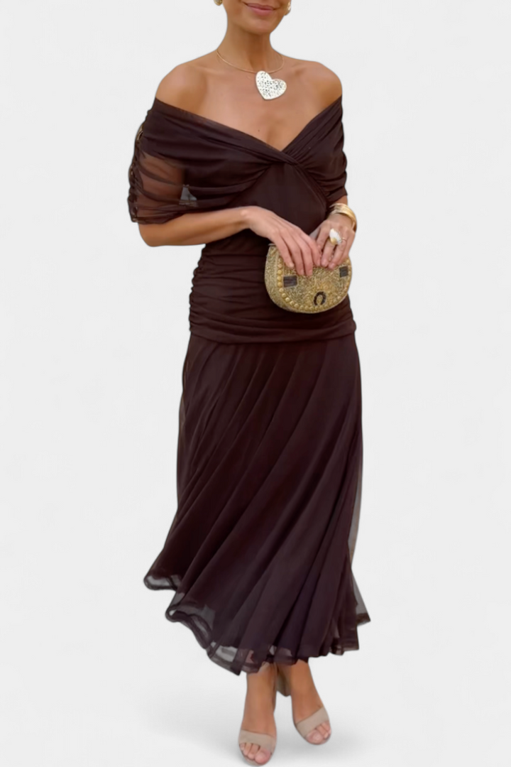 Evelyn - Long Floral V Neck Dress