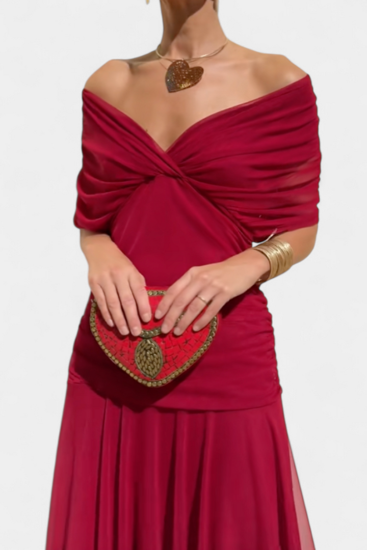 Evelyn - Long Floral V Neck Dress