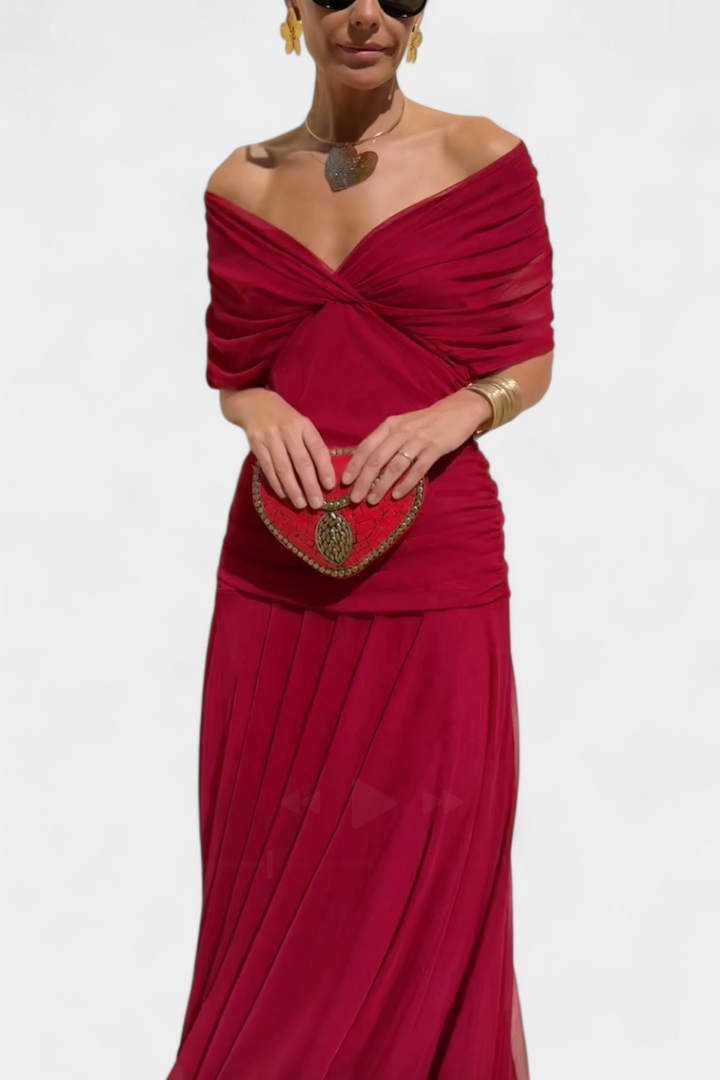 Evelyn - Long Floral V Neck Dress