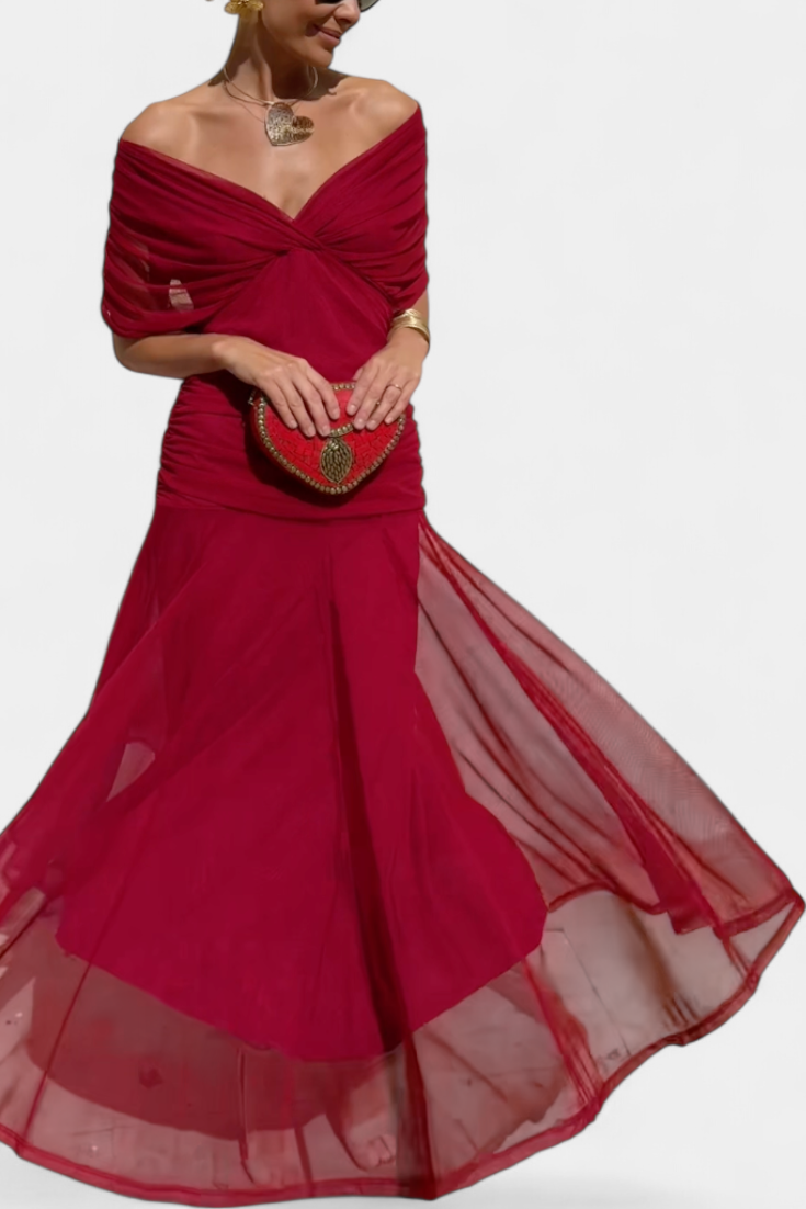 Evelyn - Long Floral V Neck Dress