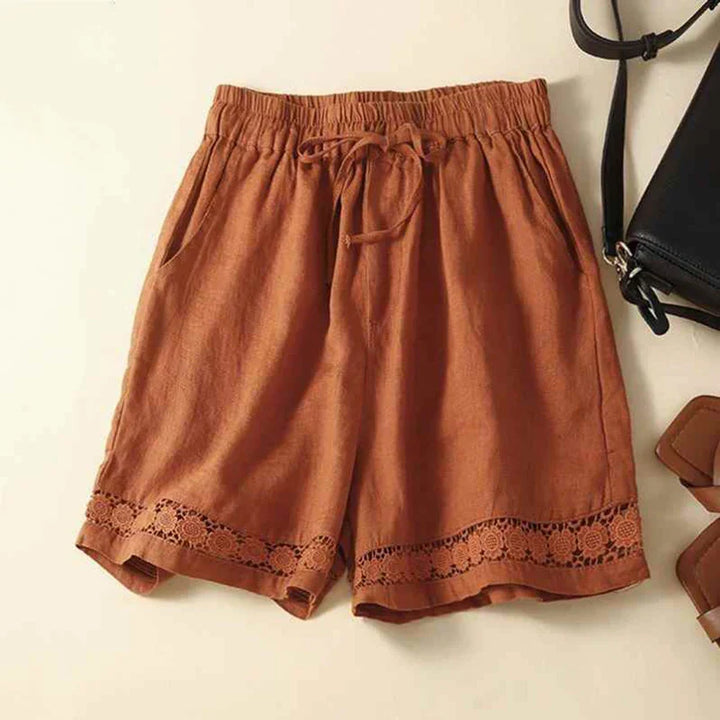Embroidered Linen Shorts