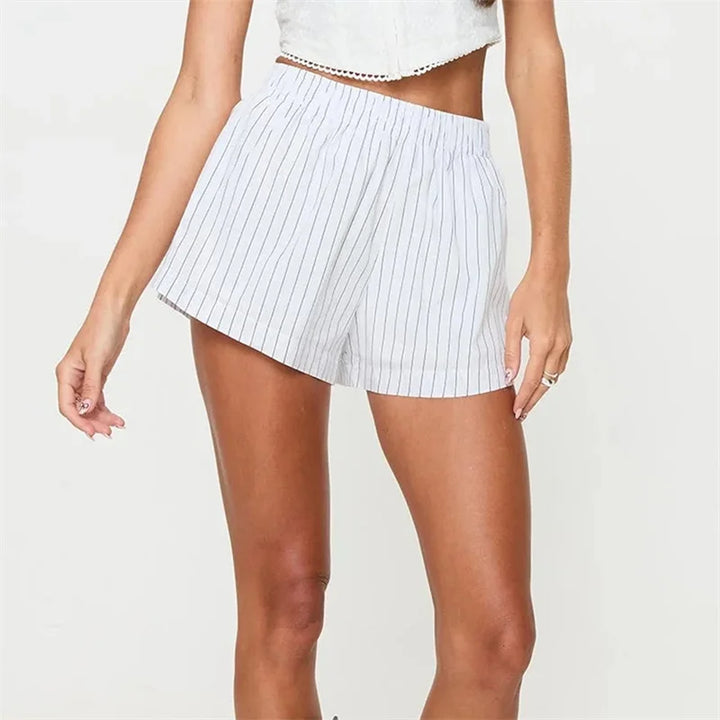 High-Waist Linen-Blend Shorts