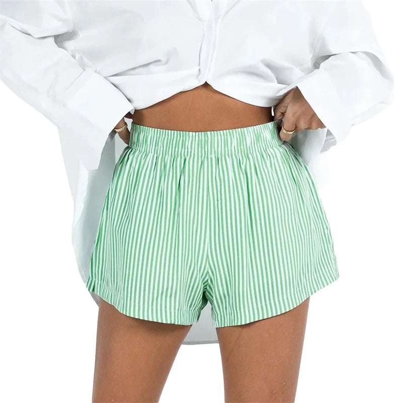 High-Waist Linen-Blend Shorts