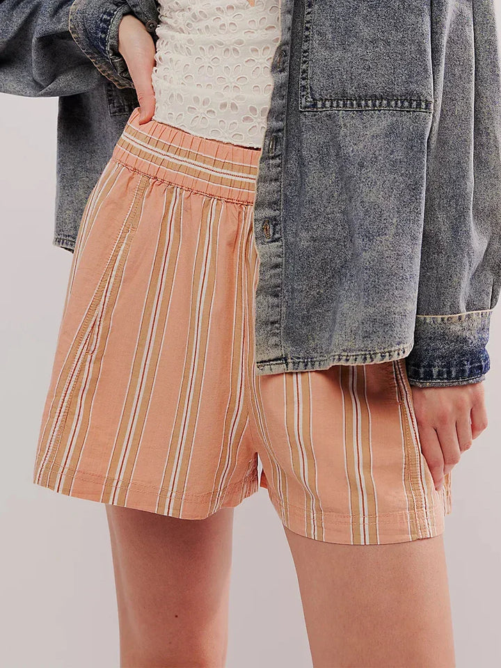 Sand High-Waist Drawstring Linen Shorts