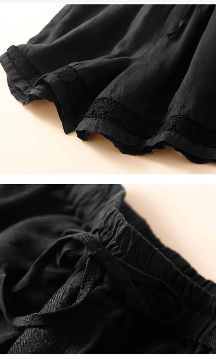 Embroidered Linen Shorts
