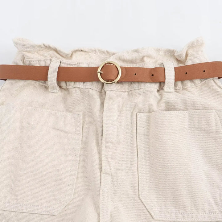 Light Wash High-Waist Frayed-Hem Denim Shorts
