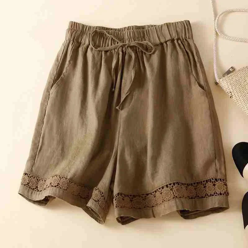 Embroidered Linen Shorts