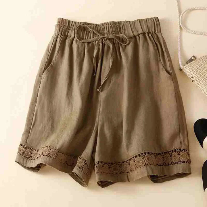 Embroidered Linen Shorts