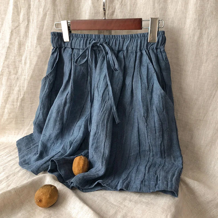 Natural High-Waist Relaxed Fit Linen Shorts