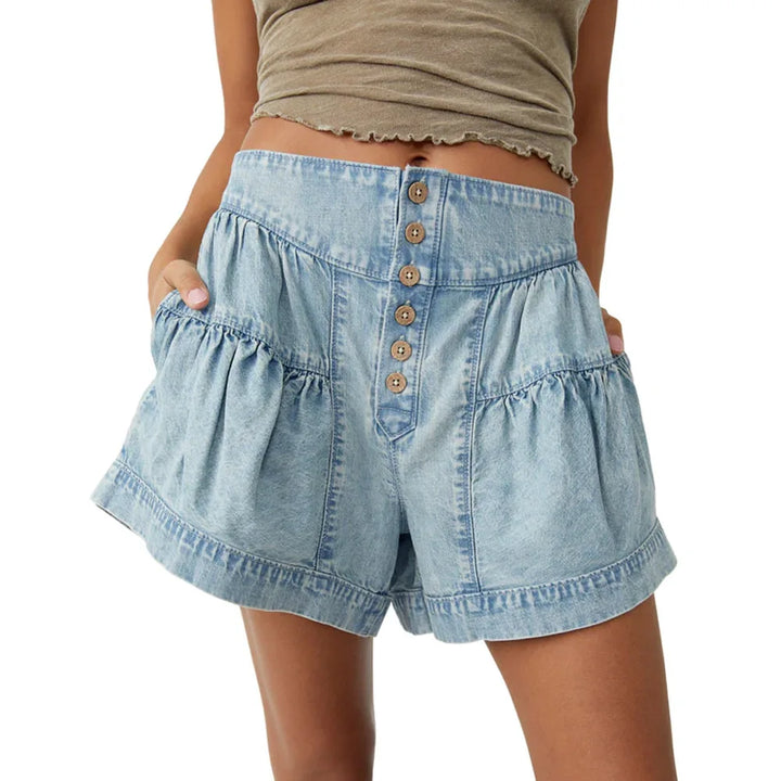 Navy High-Waist Tailored Cotton-Twill Shorts