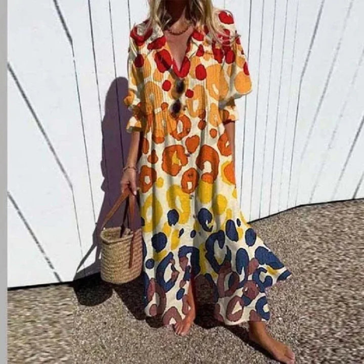 ISLA – COASTAL BREEZE BUTTON MAXI DRESS