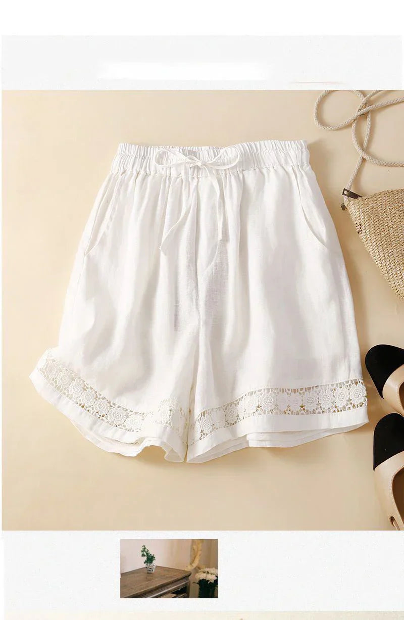 Embroidered Linen Shorts