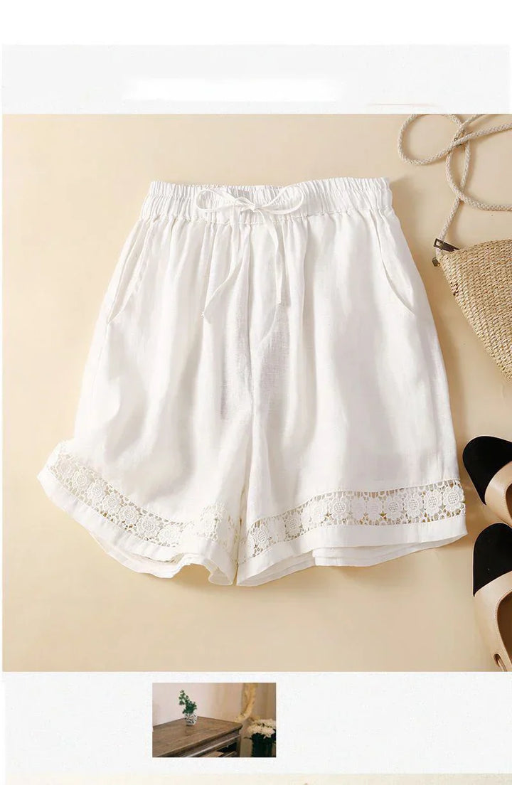 Embroidered Linen Shorts
