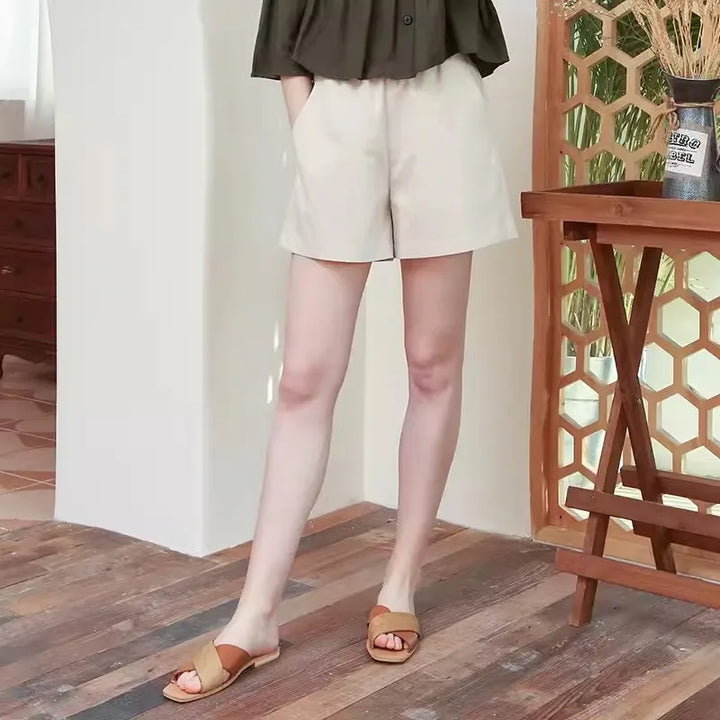 Relaxed Fit Drawstring Linen Shorts