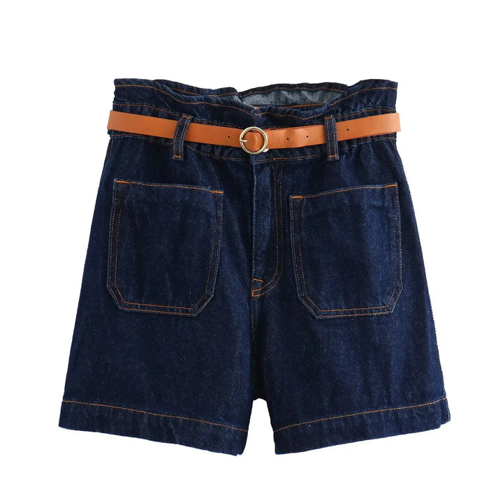 Light Wash High-Waist Frayed-Hem Denim Shorts