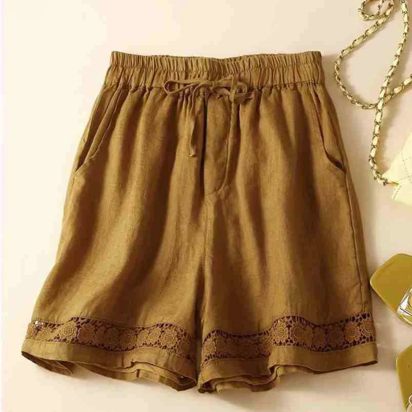 Embroidered Linen Shorts