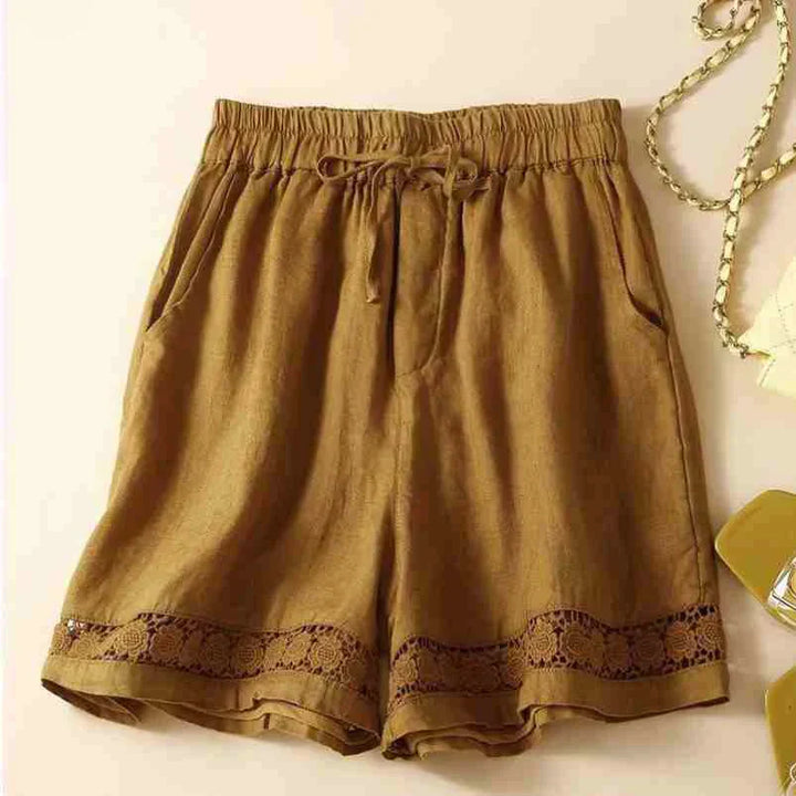 Embroidered Linen Shorts