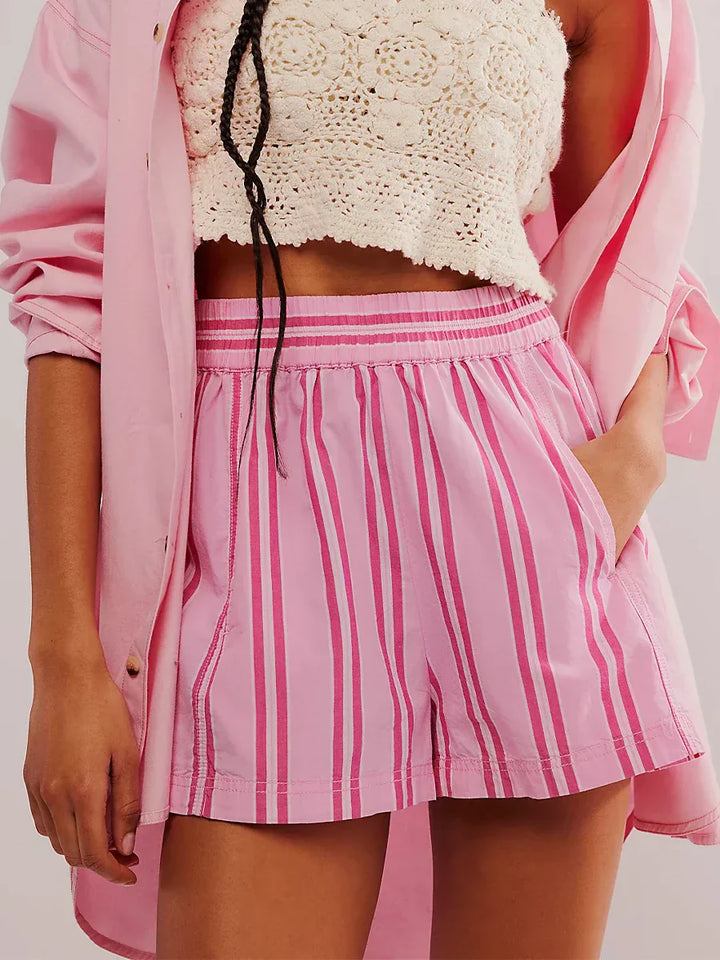 Sand High-Waist Drawstring Linen Shorts