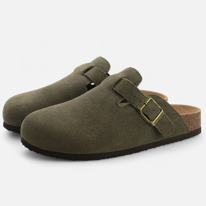 Roselains | Men’s Suede Mules – Sculpted Clog-Inspired Comfort