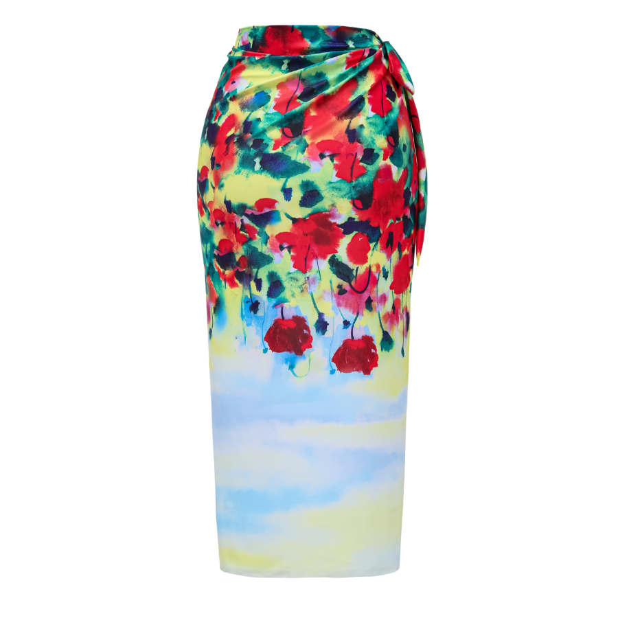 Tie-shoulder Phantom Garden One Piece Swimsuit and sarong