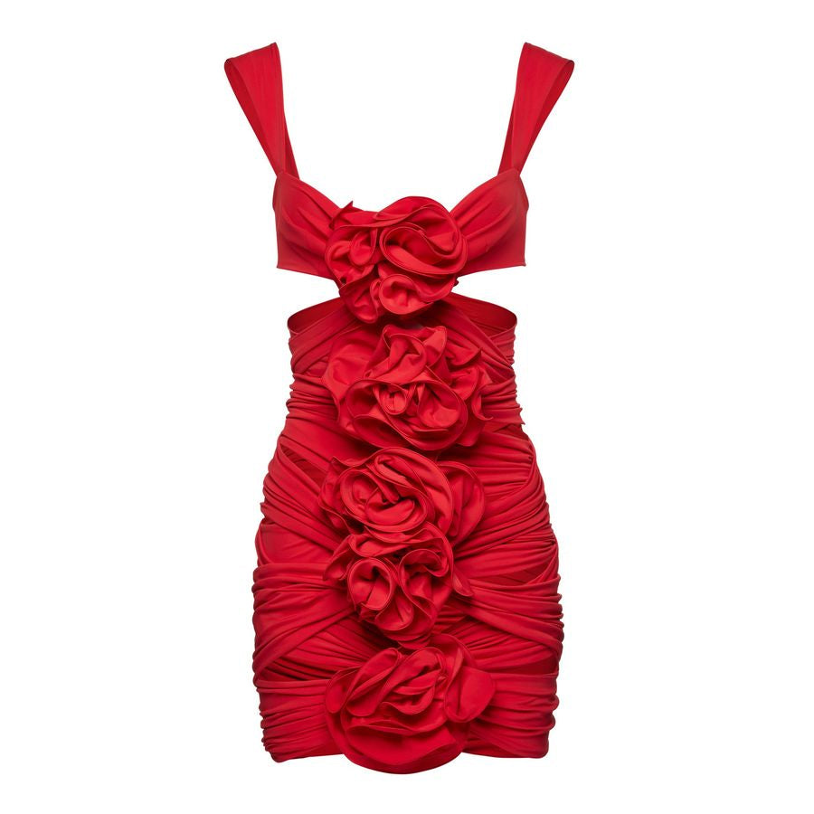 3D Flower Cutout One Piece Swimsuit and Skirt
