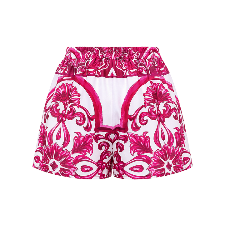 Sling Classic Majolica Series Pattern Print One Piece Swimsuit and Skirt or Shorts