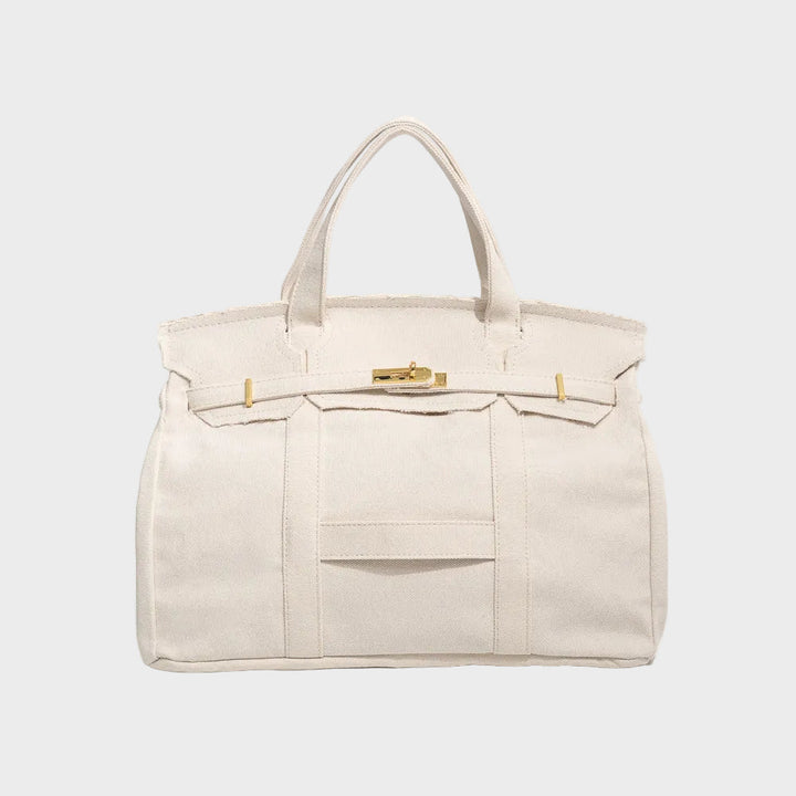 Large Capacity Canvas Bag with Top Hardware Closure