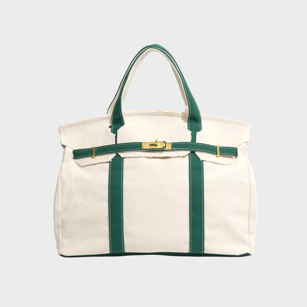 Large Capacity Canvas Bag with Top Hardware Closure