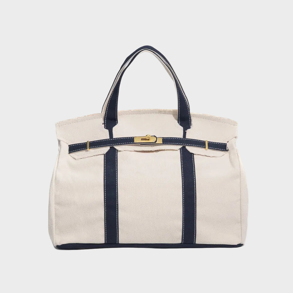 Large Capacity Canvas Bag with Top Hardware Closure