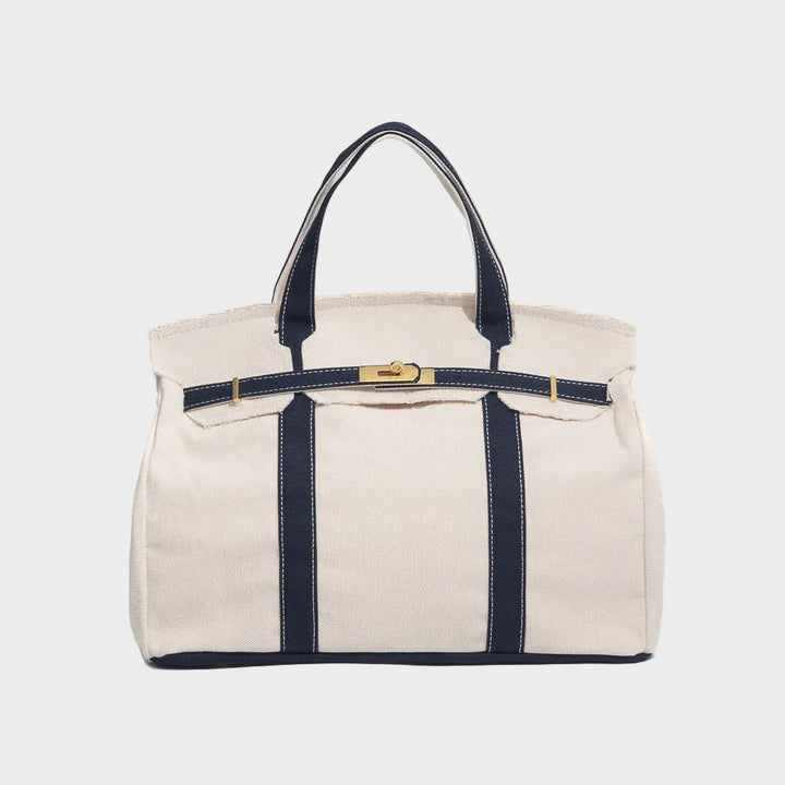 Large Capacity Canvas Bag with Top Hardware Closure