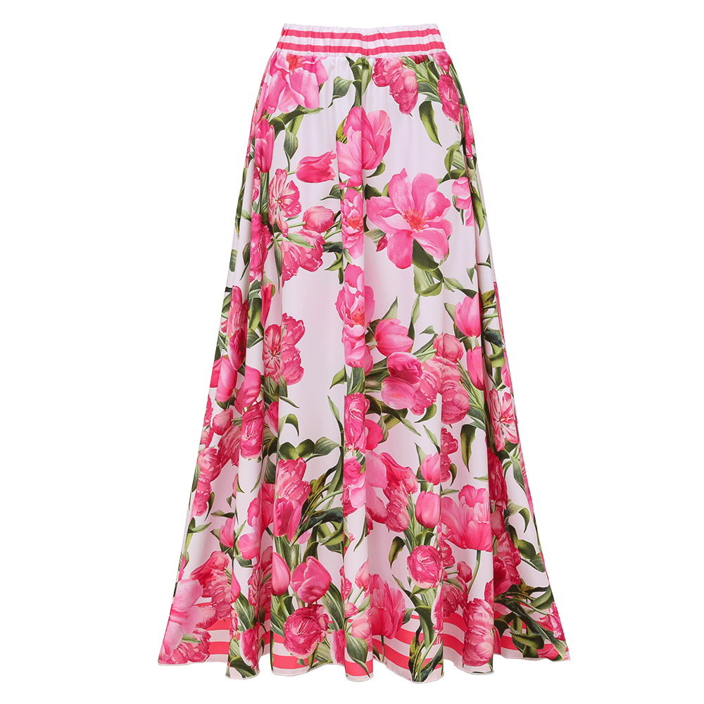 Tie Shoulder Shirring Flower Print One Piece Swimsuit and Skirt