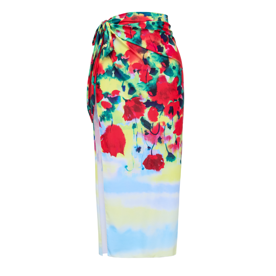 Tie-shoulder Phantom Garden One Piece Swimsuit and sarong