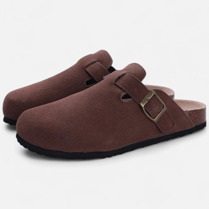 Roselains | Men’s Suede Mules – Sculpted Clog-Inspired Comfort