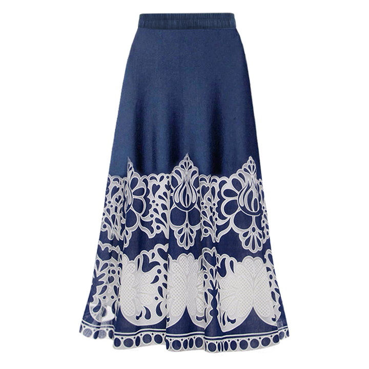 Lace Printed One Piece Swimsuit and Skirt