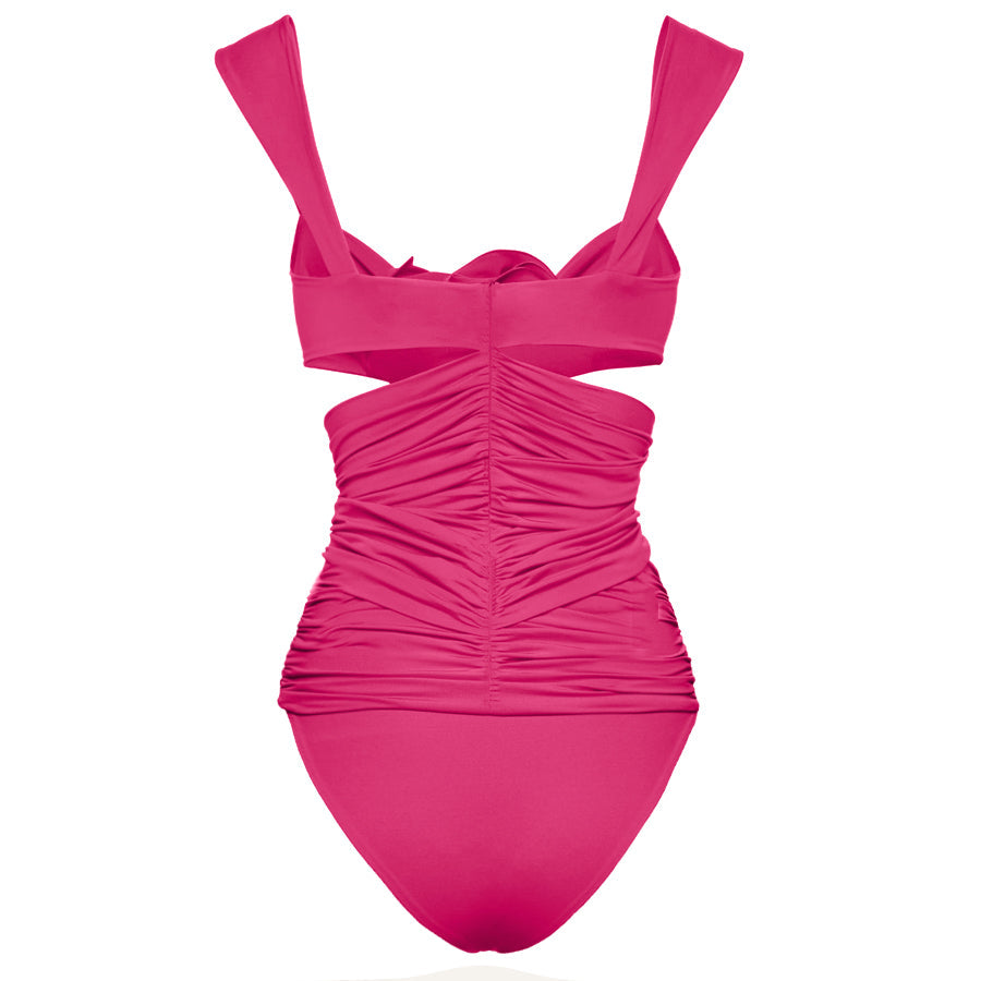 3D Flower Cutout One Piece Swimsuit and Skirt