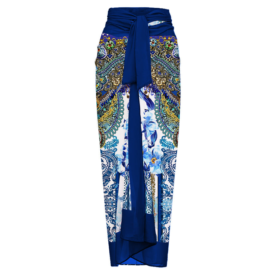 Reversible Tie-shoulder One Piece Swimsuit and sarong