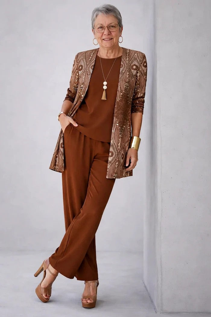 Margaret | Relaxed Cardigan, Top and Trouser Set for Everyday Wear