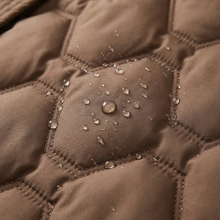 Warm Quilted Coat Reaching Below the Knee