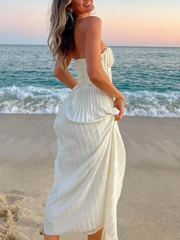 LILLIAN – SUNSET GODDESS PLEATED MAXI DRESS